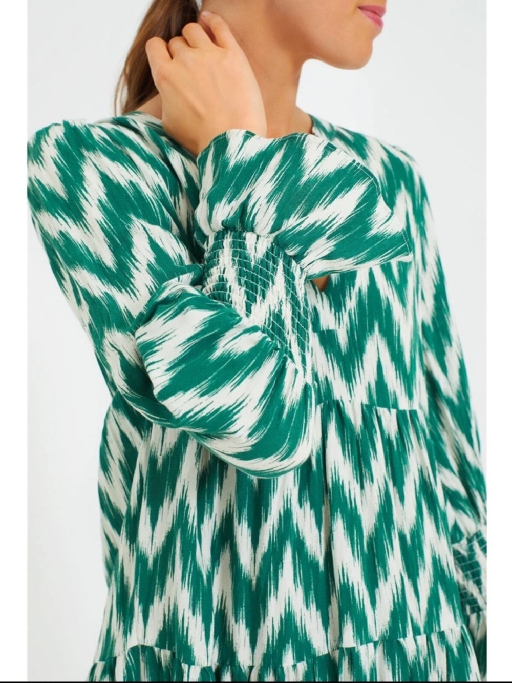 Tuckernuck Pomander Place Kenzo Green Chevron Ikat Mini Dress Size Small NWOT - Picture 6 of 14